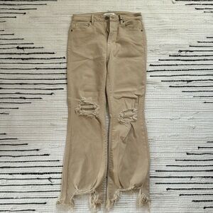 Hidden crop flare Jean khaki
